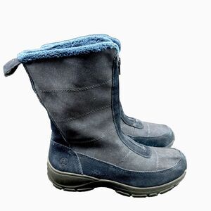 Lands End 2 Tone Blue Thermolite Lined Women’s Boots Size 7B Mid Calf Leaves New